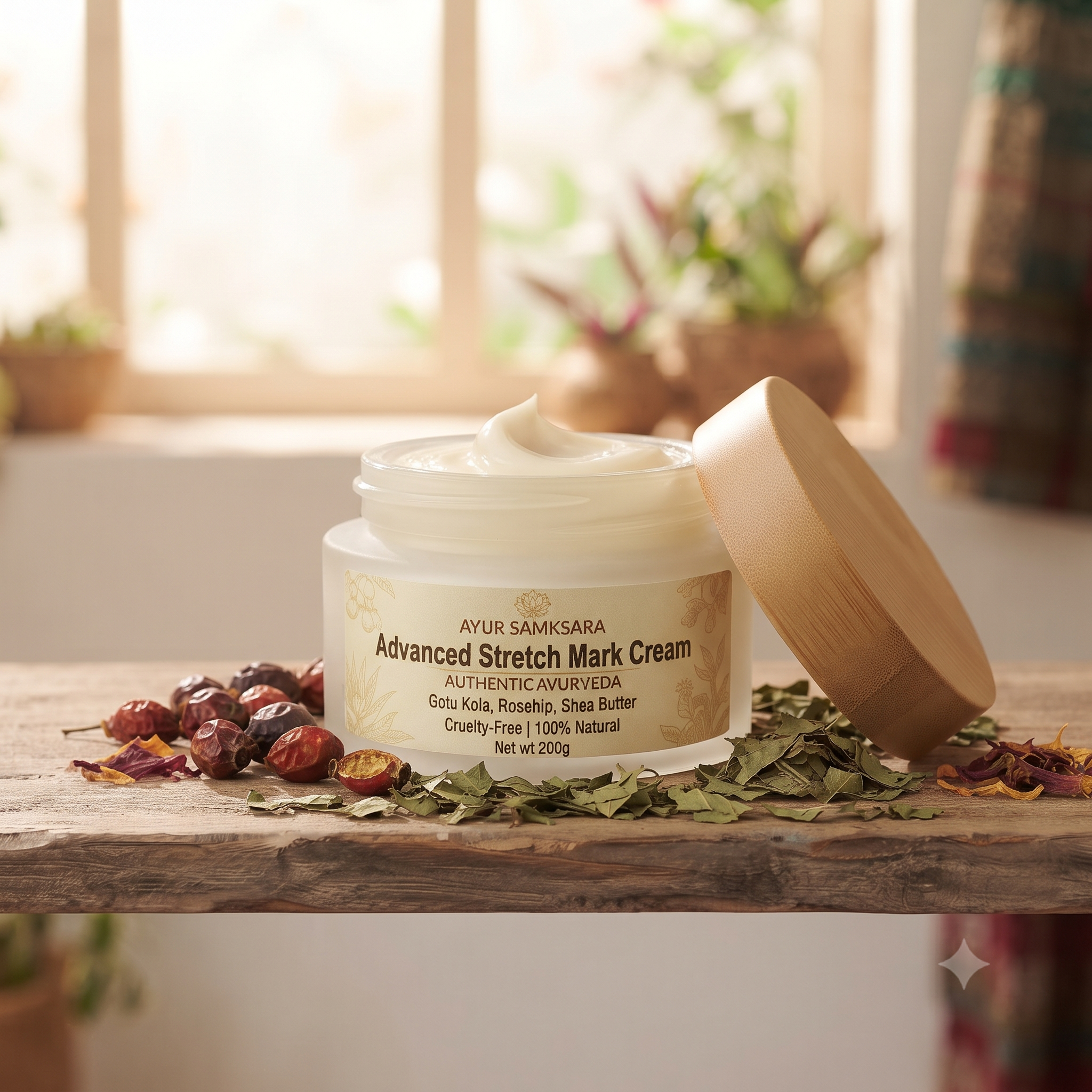 Ayur Samksara Advanced Stretch Mark Cream – Best Natural Ayurvedic Formula with Gotu Kola, Rosehip & Shea Butter – 200g